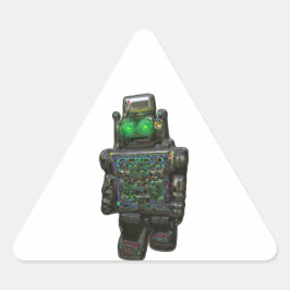 RETRO ROBOT STICKER. TRIANGELFORMAT KLISTERMÄRKE