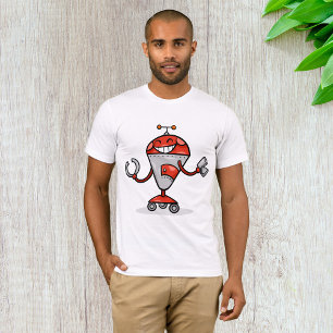 Retro Robot Tecknad Roligt Red and Silver AI Bot T Shirt