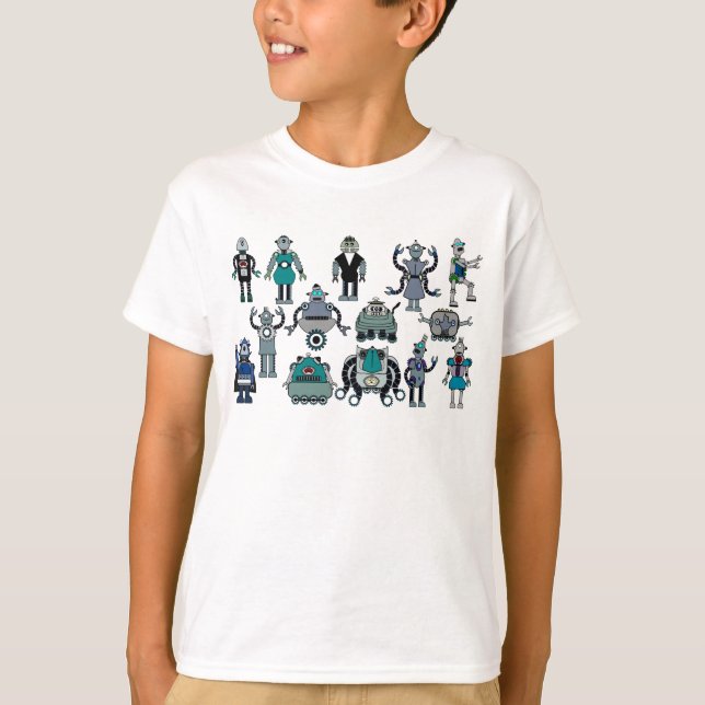 Retro robotälskareför barn! Roligt gulligt & T Shirt (Framsida)