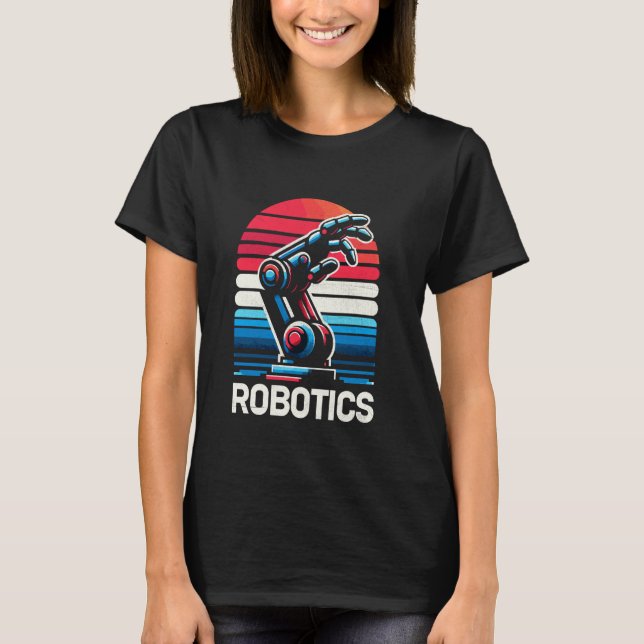 Retro Robotics Ingenjör Robotic Engineering Robot T Shirt (Framsida)