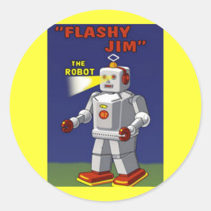 RETRO ROBOTKLISTERMÄRKE 2 RUNT KLISTERMÄRKE