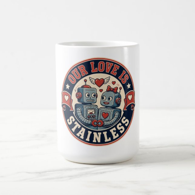 Retro robotpar emblem kaffemugg (Center)