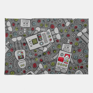 Retro Robots Kökshandduk