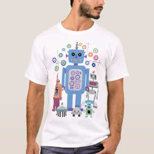 Retro Robots och Gears T Shirt