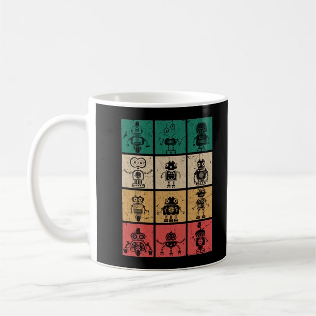 Retro Robots Vintage Robotics Kaffemugg (Vänster)