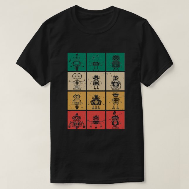 Retro Robots Vintage Robotics T Shirt (Design framsida)