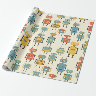 Retro Robots Wrapping Papper Presentpapper