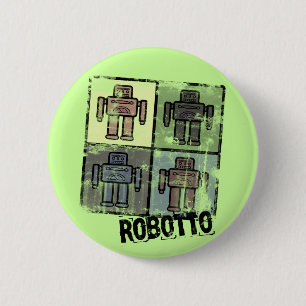 retro robottoemblem knapp