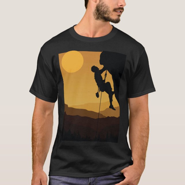 Retro Rock Climbing Bouldering 80s Mountain Rock C T Shirt (Framsida)