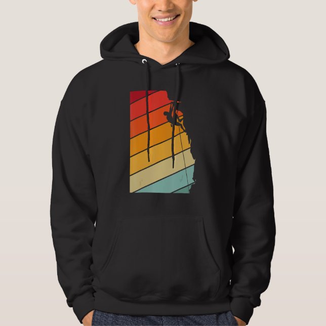 Retro Rock Climbing -Bouldering - Adventure- Wall  Hoodie (Framsida)