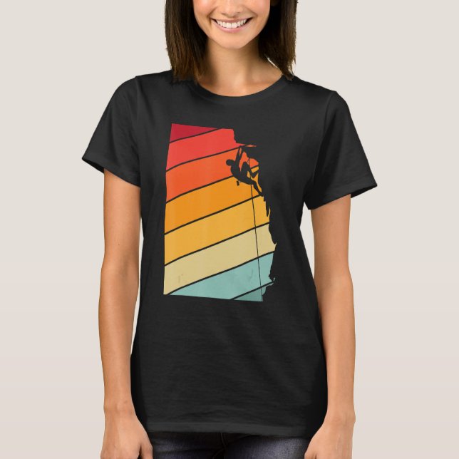 Retro Rock Climbing -Bouldering - Adventure- Wall  T Shirt (Framsida)