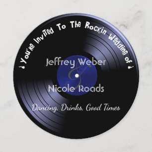 Retro Rock in Roll Vinyl Record Wedding bjudande Inbjudningar