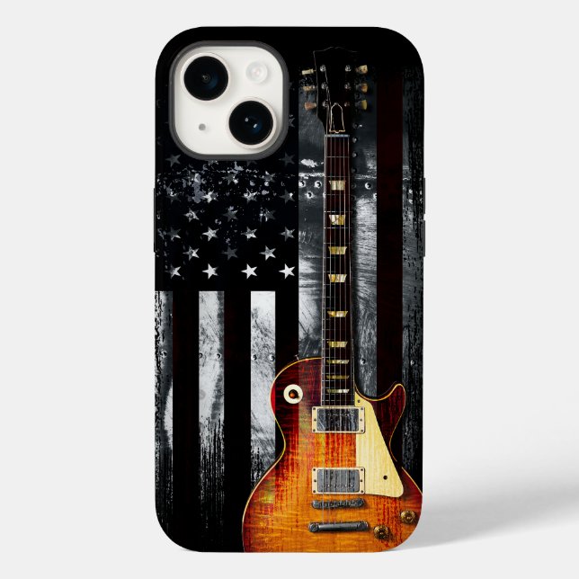 Retro Rock N Roll American Flagga Guitar (Baksida)