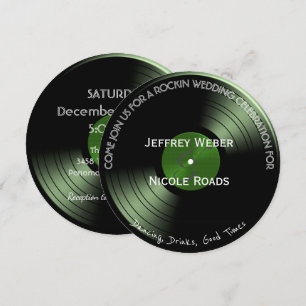 Retro Rock n Roll Vinyl Record Wedding bjudande Inbjudningar