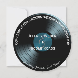 Retro Rock n Roll Vinyl Record Wedding bjudande Inbjudningar