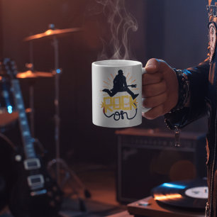 Retro Rock On Musiker Silhuett Inspirerande Kaffemugg