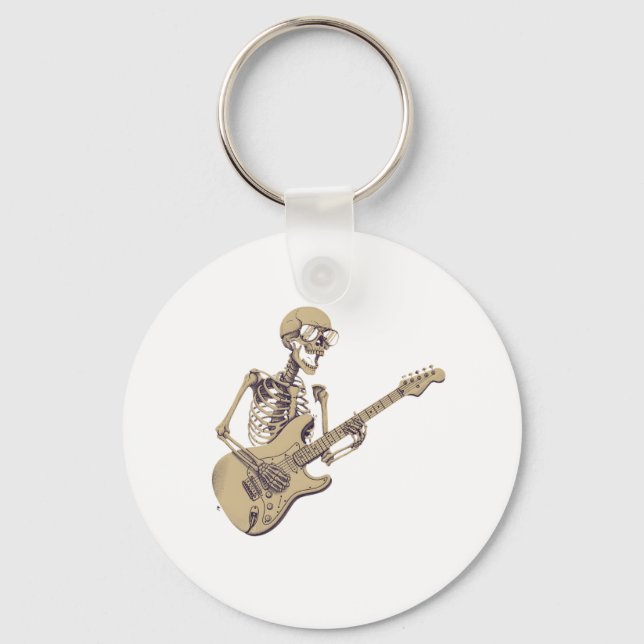 Retro Rock Skeleton Guitar Graphic Nyckelring (Framsida)