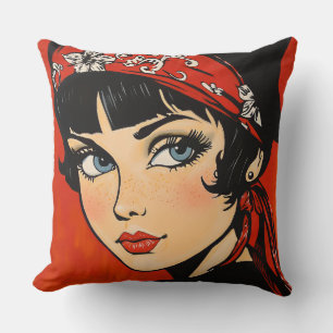 Retro Rockabilly Beauty Kudde