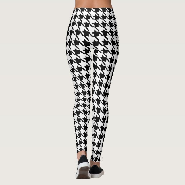 Retro Rockabilly Black Houndstooth Leggings (Baksida)