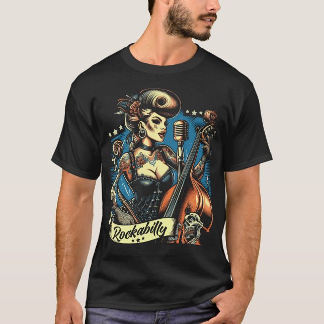 Retro Rockabilly Girl T Shirt (Framsida)