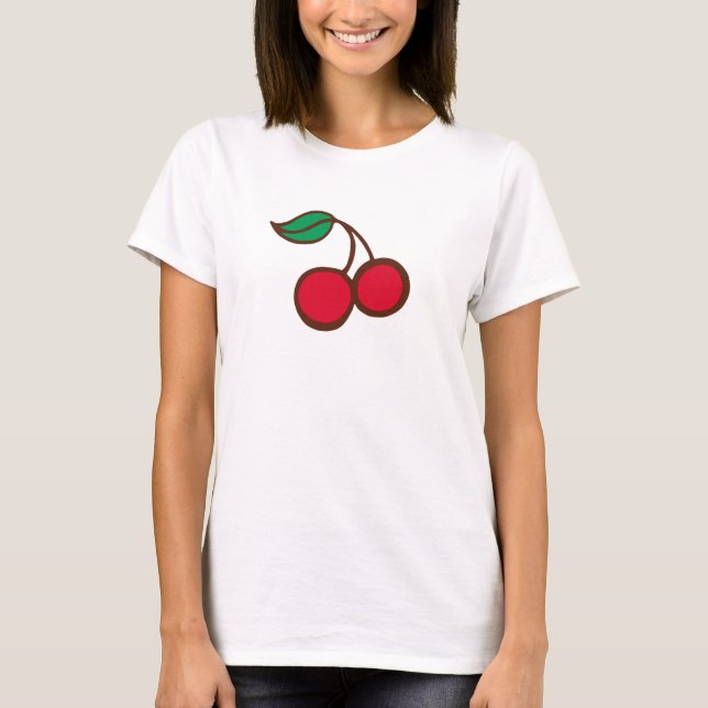 Retro Rockabilly Körsbär T-Shirt Top (Framsida)