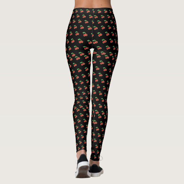 Retro Rockabilly Körsbärs Leggings (Baksida)