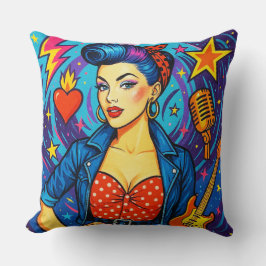 Retro Rockabilly Kuddöverkast/kudde Kudde