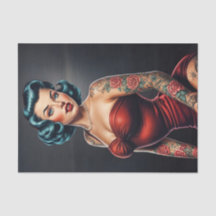 Retro Rockabilly Pinupet Woman Decoupage