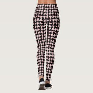Retro Rockabilly Rosa Black Houndstooth Leggings