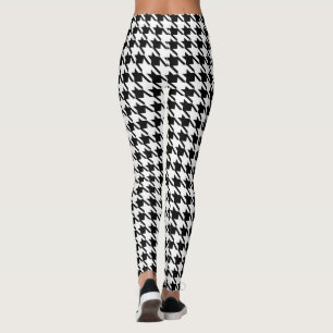 Retro Rockabilly Svarta Houndstooth Leggings