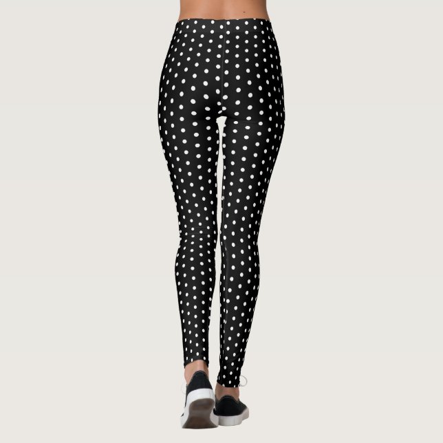 Retro Rockabilly Svarta Prickiga Leggings Byxor (Baksida)