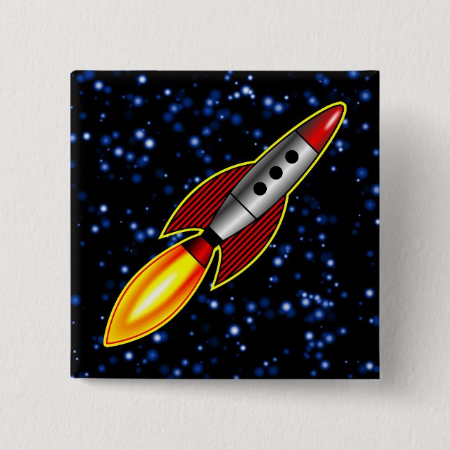 Retro Rocket - Anpassad Knapp (Framsida)