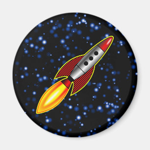 Retro Rocket - Anpassad Magnet