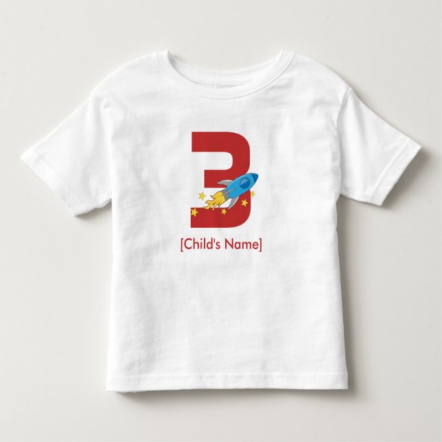 Retro Rocket Birthday T-shirt (Framsida)