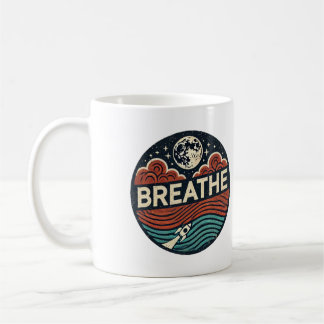 Retro Rocket: Breathe och Reach för Måne Kaffemugg