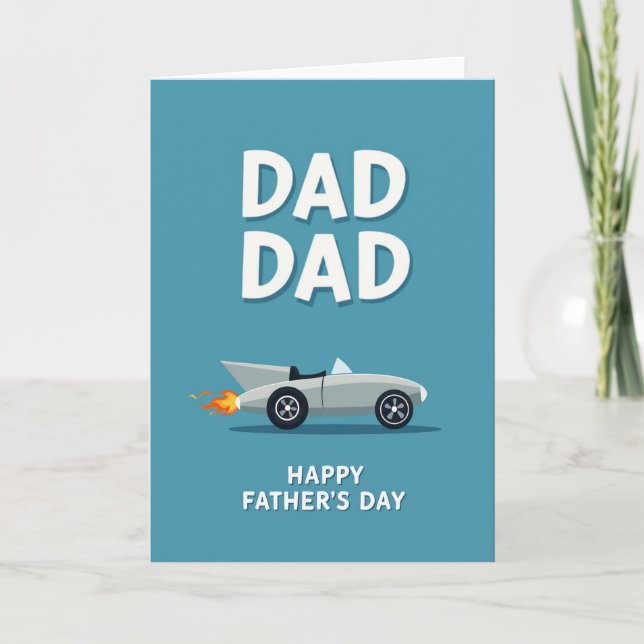 Retro Rocket Dads Day Card Kort (Framsida)
