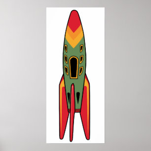 Retro Rocket - Färg Poster