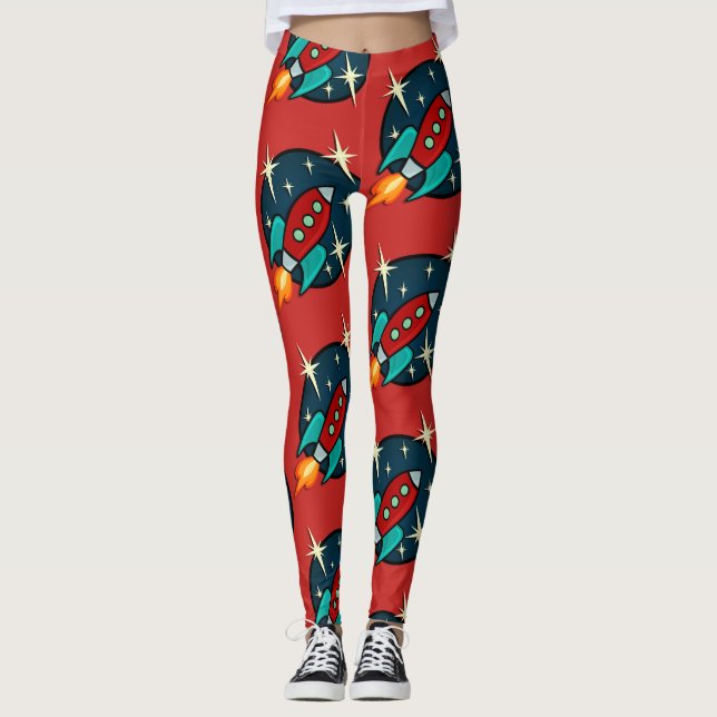 RETRO ROCKET FRAKT GRAPHIC MÖNSTER LEGGINGS (Framsida)