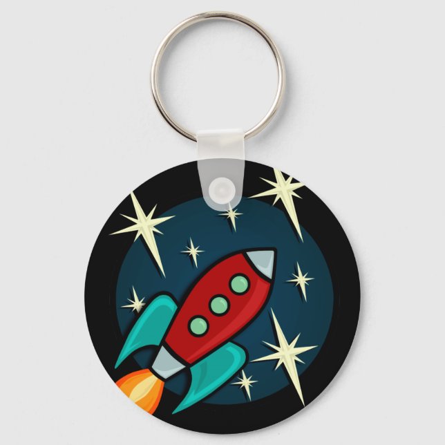 RETRO ROCKET FRAKT GRAPHIC ROUND NYCKELRING (Framsida)