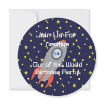 Retro Rocket-Frakt i Space Party-inbjudan