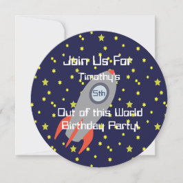 Retro Rocket-Frakt i Space Party-inbjudan Inbjudningar