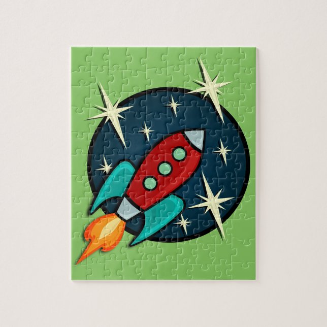 RETRO ROCKET FRAKT ILLUSTRATION JIGSAW PUZZLE PUSSEL (Vertikal)