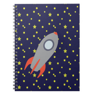 Retro Rocket Frakt med Star Mönster-bakgrund Anteckningsbok