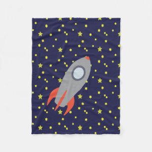 Retro Rocket Frakt med Star Mönster-bakgrund Fleecefilt