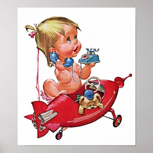 Retro Rocket Girl Poster (Framsidan)