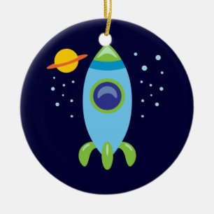 Retro Rocket Julgransprydnad Keramik