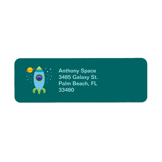 Retro Rocket Returadress Etikett (Framsidan)