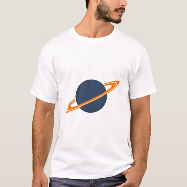 Retro Rocket Ship Orbiting Dark Planet - Outer Spa T Shirt (Framsida)