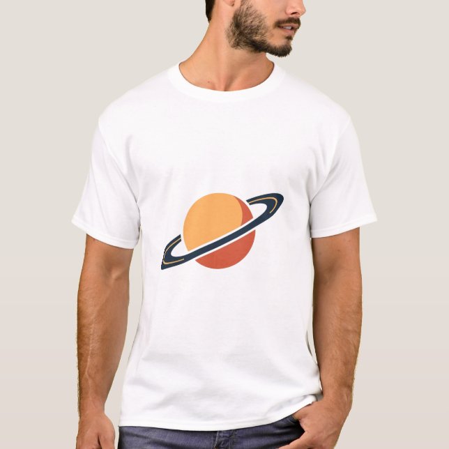 Retro Rocket Ship Orbiting Dark Planet - Outer Spa T Shirt (Framsida)