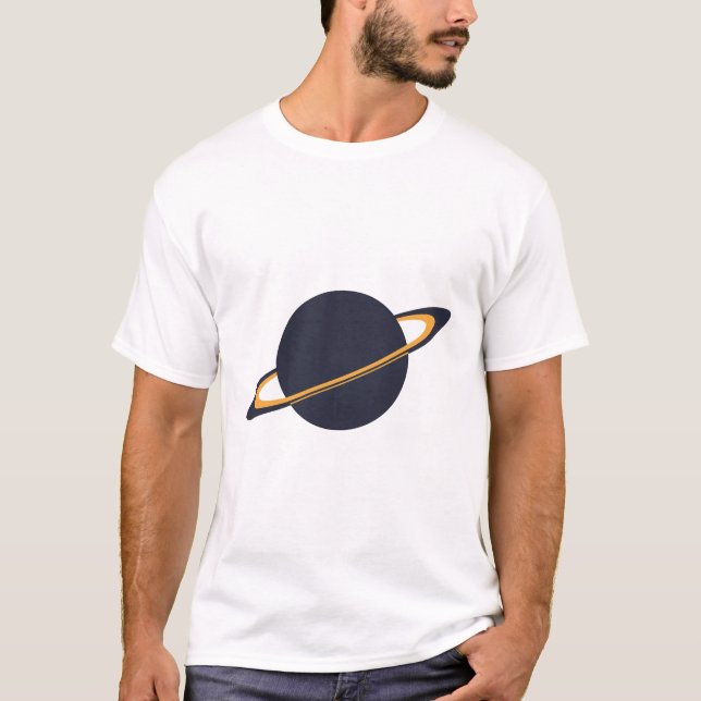 Retro Rocket Ship Orbiting Dark Planet - Outer Spa T Shirt (Framsida)